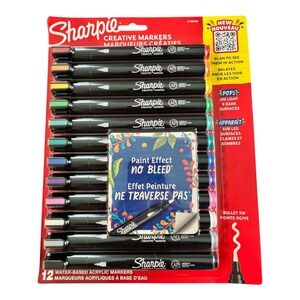 Sharpie- Water-Based, Acrylic Creative‎ Markers Bullet Tip- 12 CT NEW